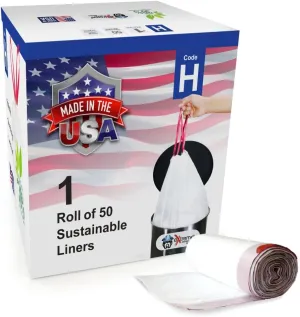 Extreme Consumer Products Trash Bags Compatible With Simplehuman Code H - 1 Refill Roll (50 Count), Durable Custom Fit Plastic Trash Bags w/Drawstring - 30-35 Liter/ 8-9 Gallon Trash Cans - Made in