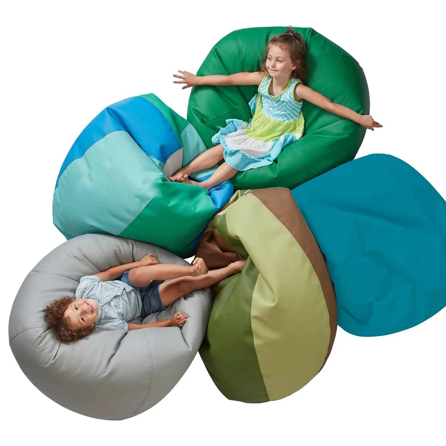 Factory Direct Partners 10477-GYLG SoftScape Classic 26" Junior Bean Bag Chair, Furniture for Kids, Perfect for Reading, Playing Video Games, Alternative Seating for Classrooms, Gray/Light Gray