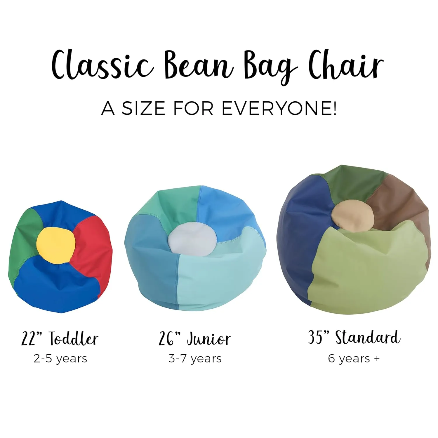 Factory Direct Partners 10478-BK SoftScape Classic 35" Junior Bean Bag Chair, Furniture for Kids, Libraries or Home - Black