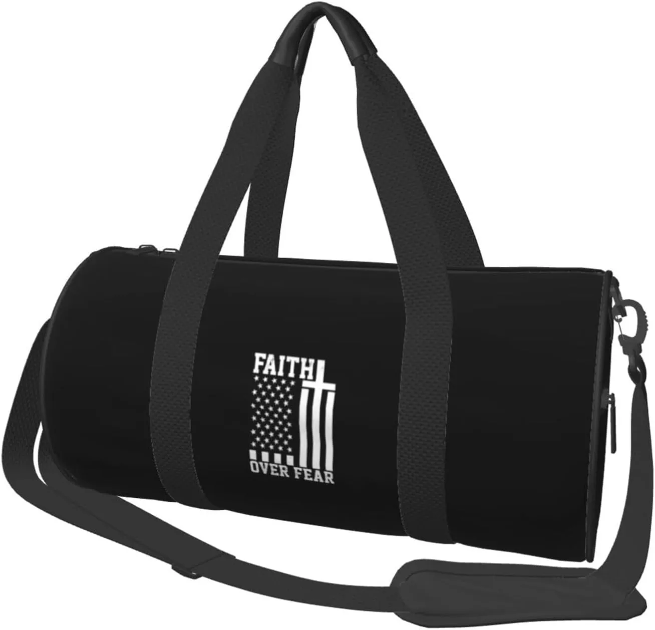 Faith Over Fear Patriotic Faithful Christian Convertible Garment Bag with Shoulder Strap, Carry on Garment Duffel Bag for Men Women - Rolling Foldable for Travel Luggage Bags (Black)