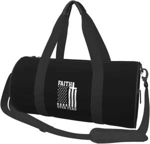 Faith Over Fear Patriotic Faithful Christian Convertible Garment Bag with Shoulder Strap, Carry on Garment Duffel Bag for Men Women - Rolling Foldable for Travel Luggage Bags (Black)