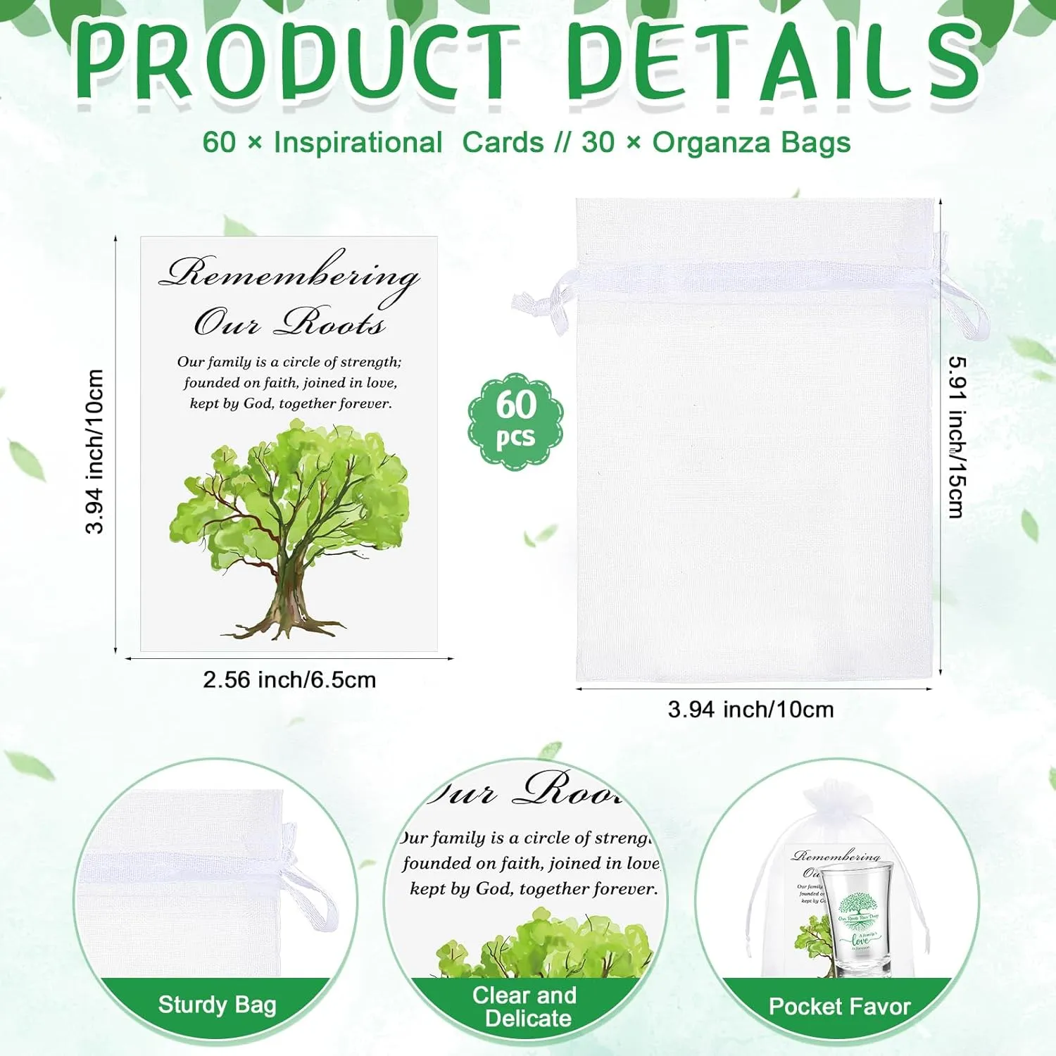 Family Reunion Gifts Acrylic Plastic Shot Clear Glasses with Inspirational Card Organza Bag Family Tree Party Souvenirs Family Reunion Favors for Families (60set)