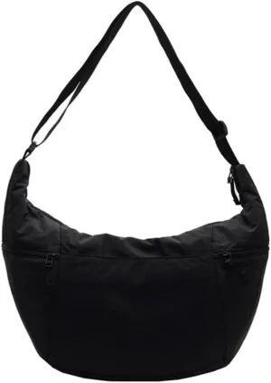Fashionable Half Moon Crossbody Bag for Women Casual Satchel Practical Nylon Shoulder Bags for Everyday Needs