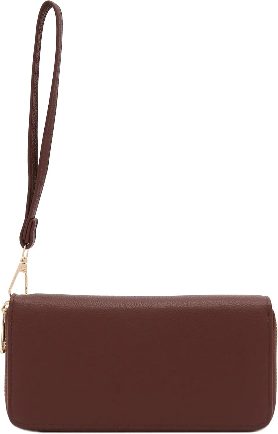 FashionPuzzle Double Zip Around PU Leather Wristlet Cell Phone Wallet