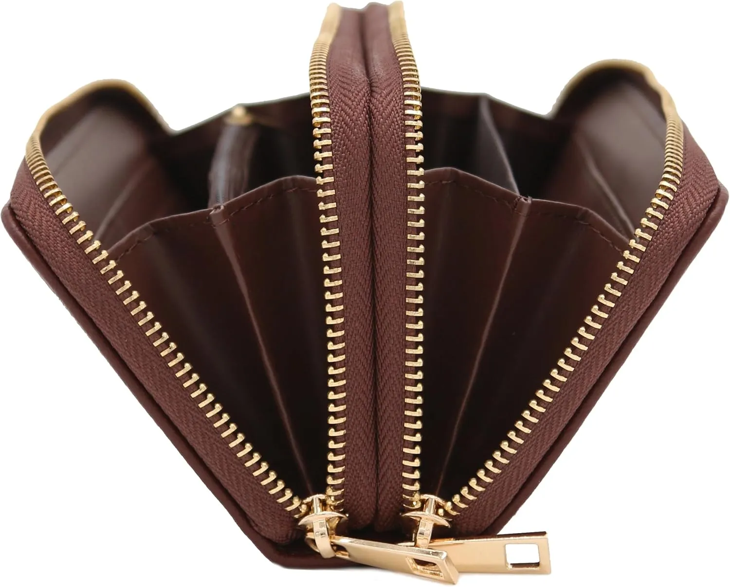 FashionPuzzle Double Zip Around PU Leather Wristlet Cell Phone Wallet