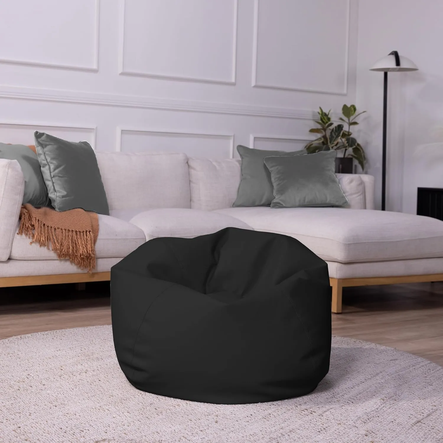 FDP 30" Vinyl Bean Bag Chair, Furniture for Kids and Teens, Perfect for Reading, Playing Video Games or Relaxing - Onyx