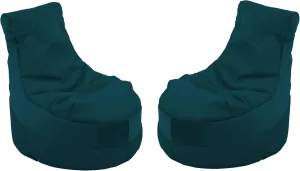 FDP Velvet and Vinyl Trendy Bean Bag, Children's Furniture for Bedroom, Playroom, Daycare, Preschool or Classroom, 2-Pack - Peacock