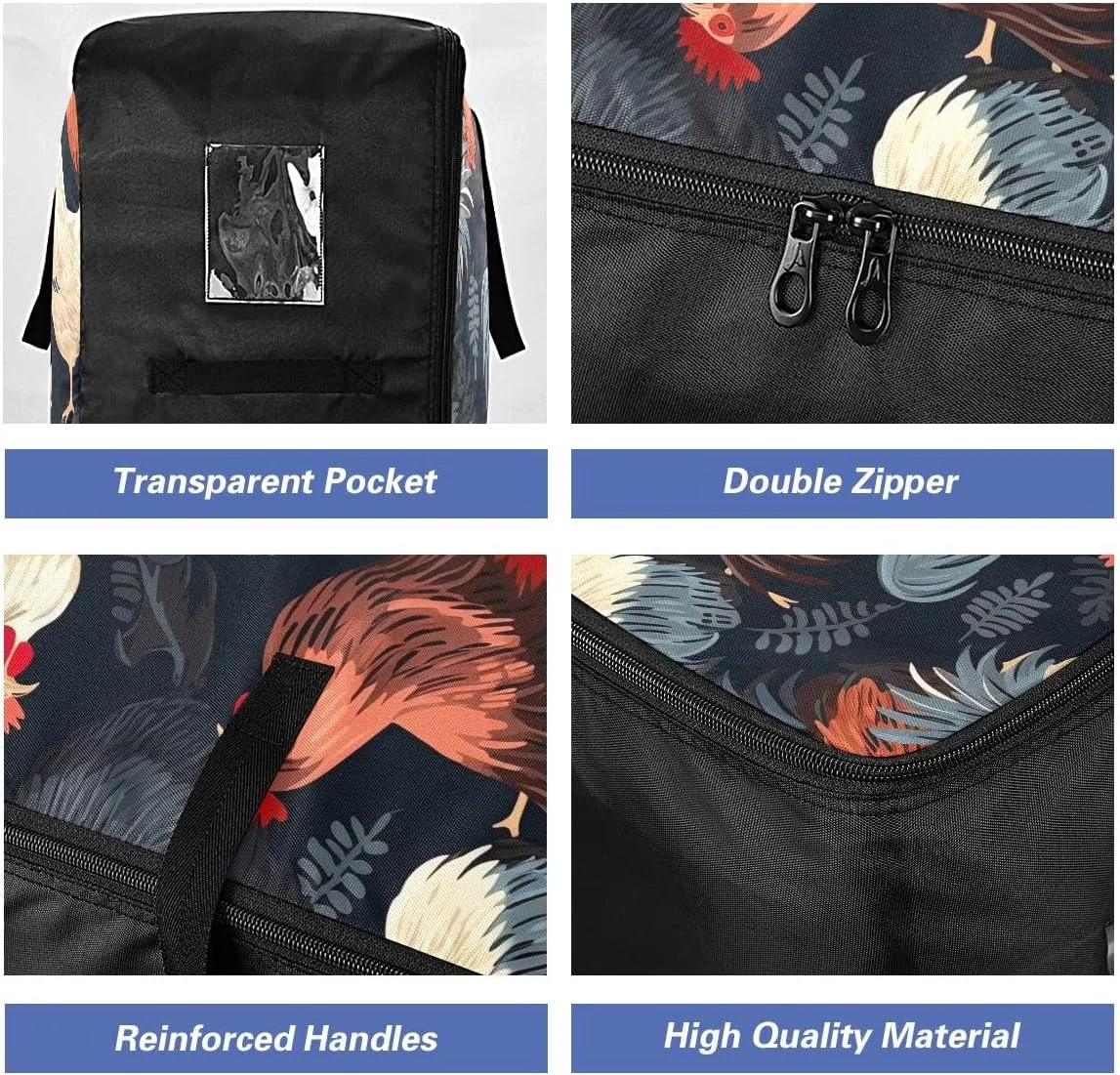 Featuring Chickens Storage Bags, 27.5x19.7x11 In, Collapsible Moving Bags Storage Organizer for Clothes, Bedding, Comforter