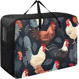 Featuring Chickens Storage Bags, 27.5x19.7x11 In, Collapsible Moving Bags Storage Organizer for Clothes, Bedding, Comforter
