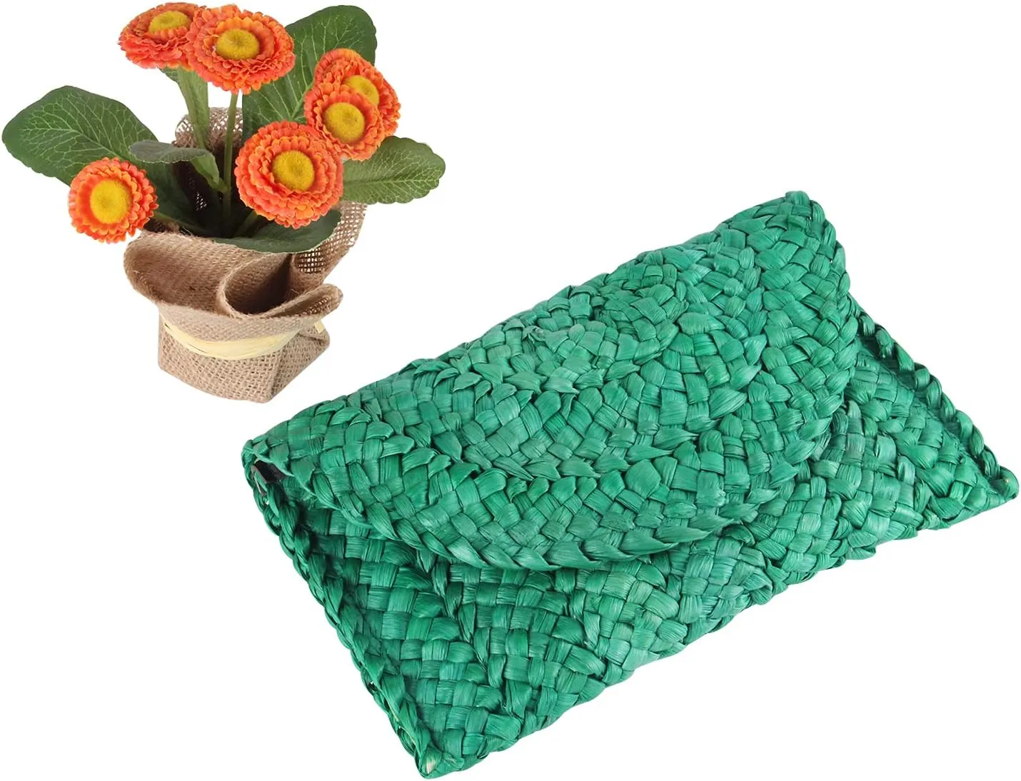Fecialy Straw Clutch Purses Straw Purses for Women Envelope Woven Clutch Handbags Summer Beach Bags
