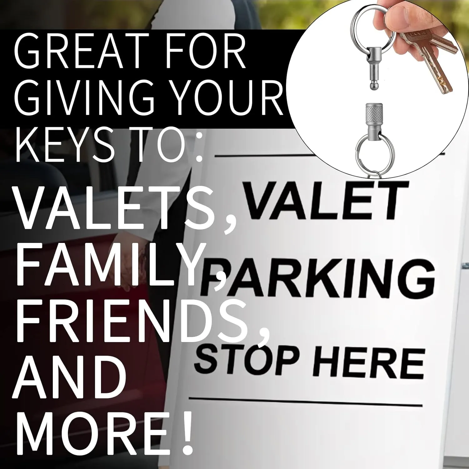 FEGVE Titanium Quick Release Swivel Keychain, Pull Apart Detachable Keychain Heavy Duty Car Key Holder with Key Rings