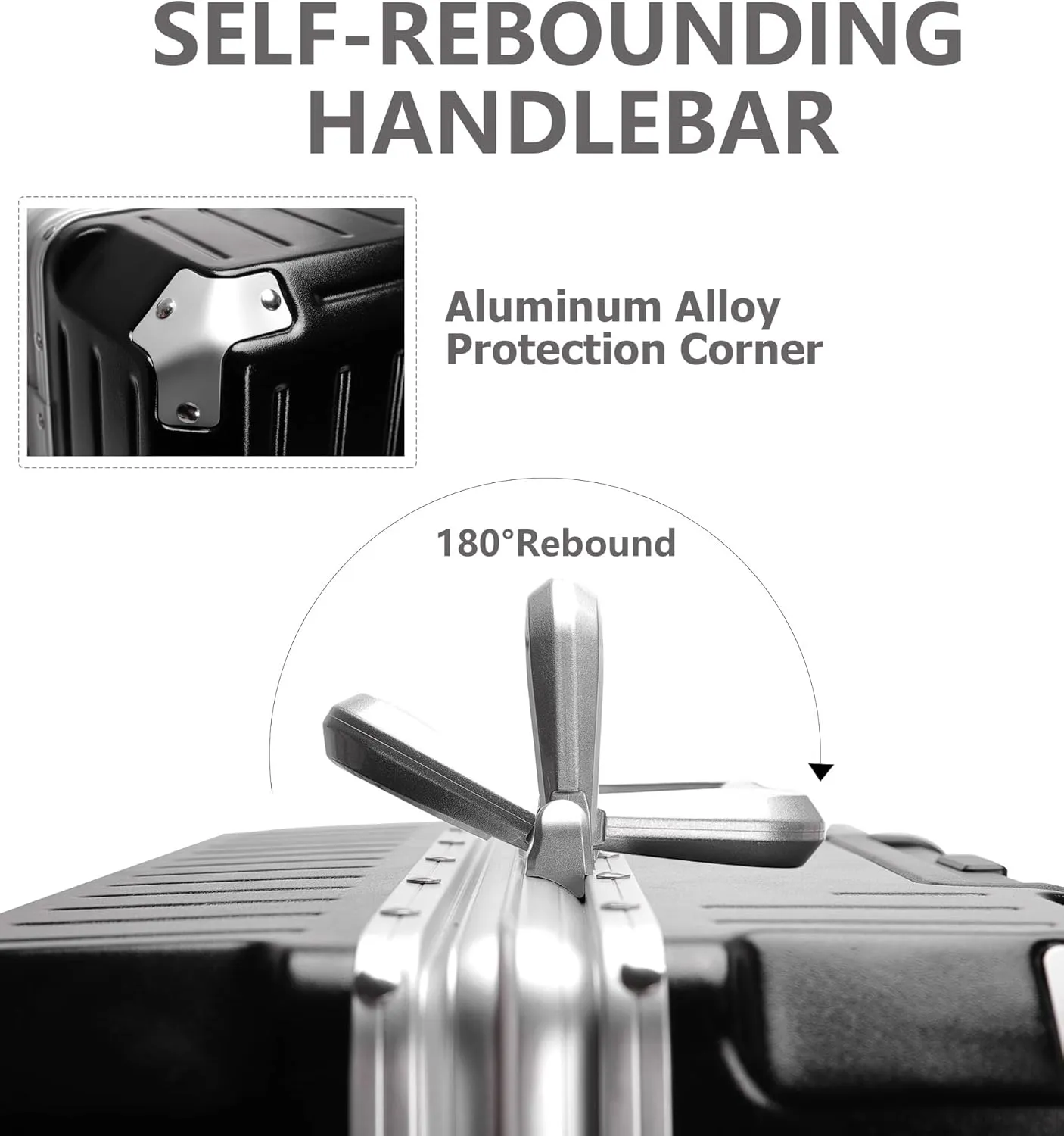 feilario 20in Aluminium Frame PC ABS Zipperless Luggage Hardshell TSA Lock Spinner Wheels Carry on Suitcase with Cup Holder & Hook