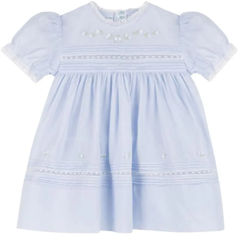 Feltman Brothers Baby Girls Blue Bullions Dress with Lace Trim 12 Months