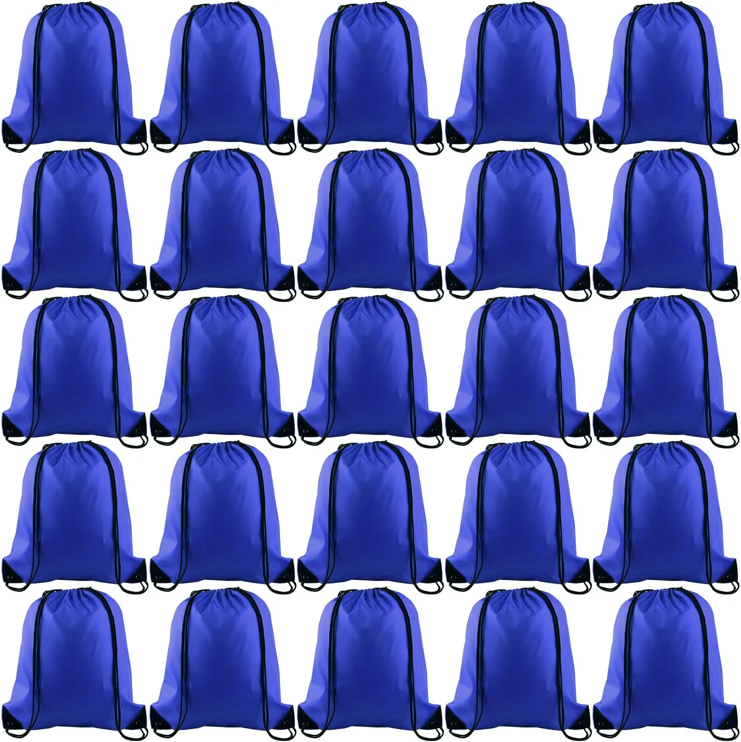 FEPITO 22 Pack Drawstring Bags String Backpack Bulk Sack Cinch Bag Sport Bags for School Gym Traveling (Blue)
