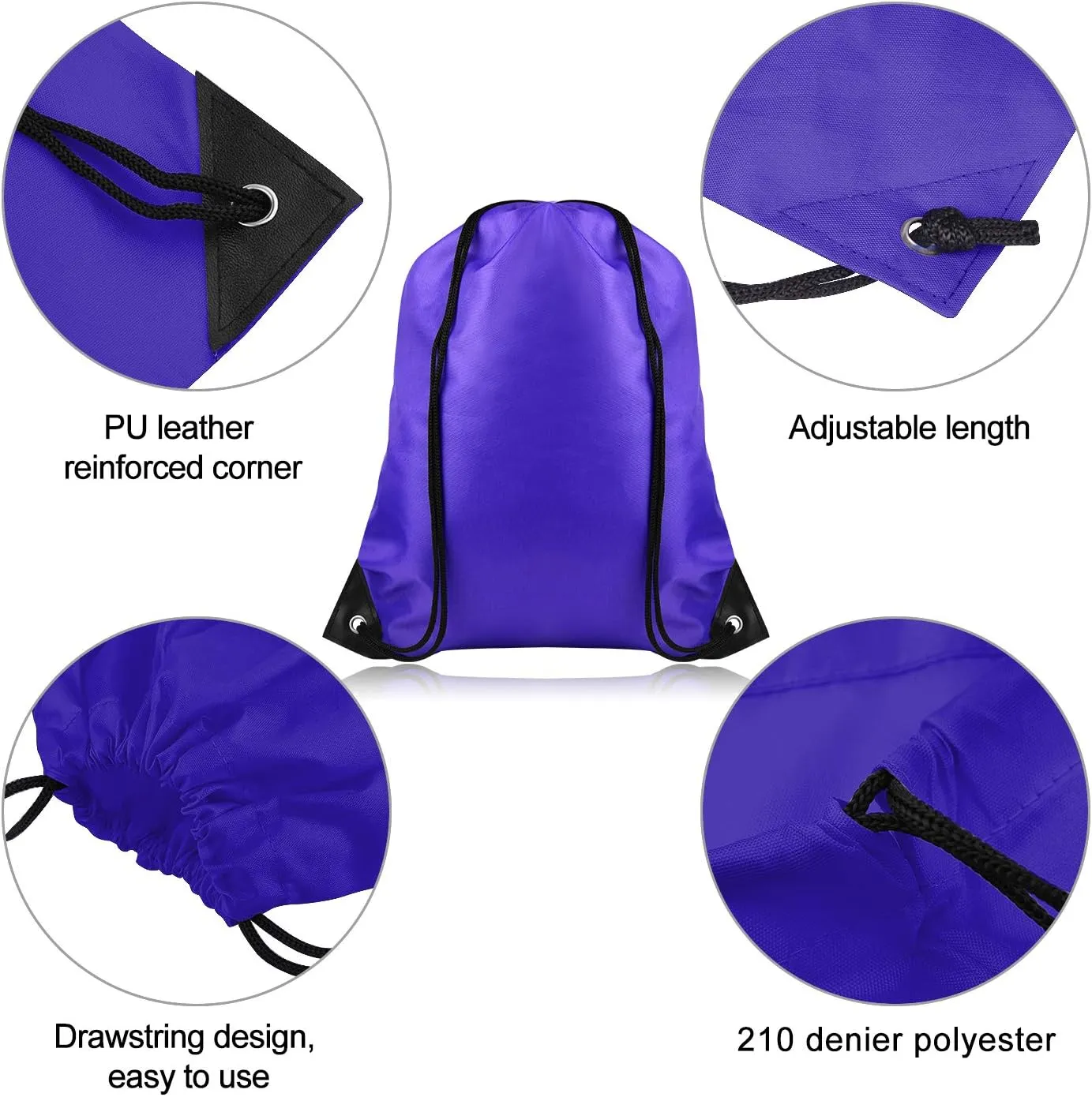 FEPITO 22 Pack Drawstring Bags String Backpack Bulk Sack Cinch Bag Sport Bags for School Gym Traveling (Blue)