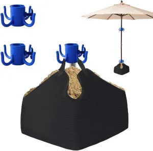 Fillable Weights Sand Bags 2 Pcs Umbrella Hanging Hook -Portable Beach Umbrella Sand Bags&Base Weight|Heavy Duty 600D Oxford Cloth Parasol Sand Storage Bag for Outdoor Garden Beach