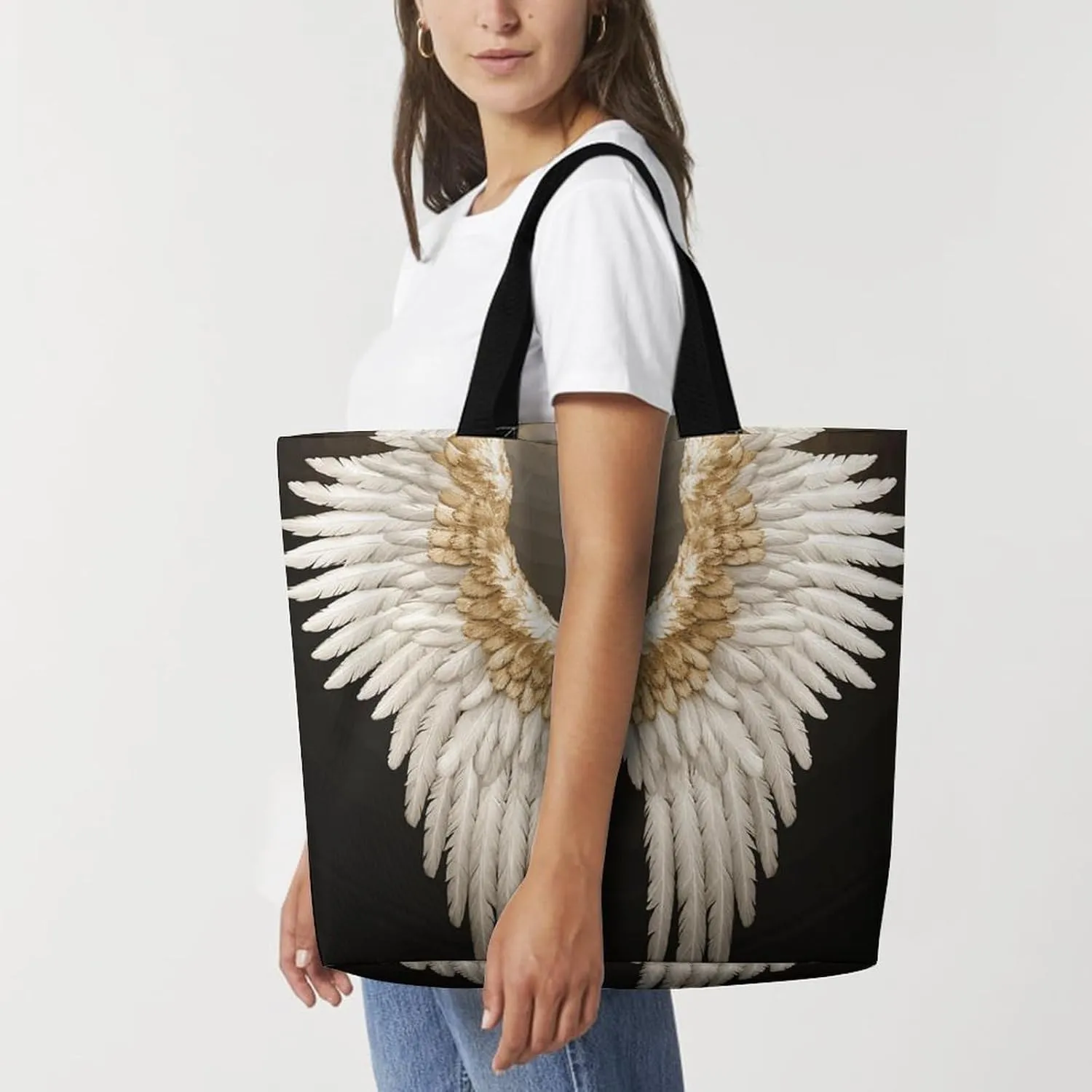 Flag And Eagle Tote Bag for Women Reusable Grocery Shoulder Bags Shopping Bag for Travel, Groceries