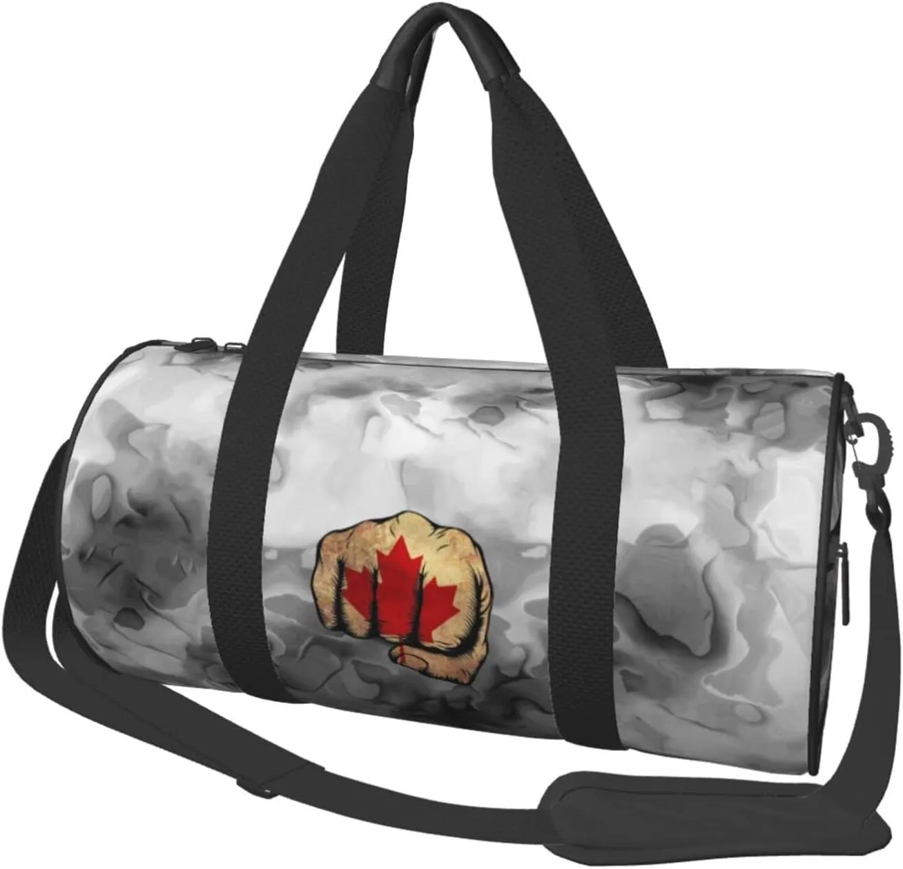 Flag of Canada Fist Power Convertible Garment Bag with Shoulder Strap, Carry on Garment Duffel Bag for Men Women - Rolling Foldable for Travel Luggage Bags (Black)