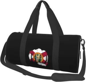Flag of Florida Fist Power Convertible Garment Bag with Shoulder Strap, Carry on Garment Duffel Bag for Men Women - Rolling Foldable for Travel Luggage Bags (Black)