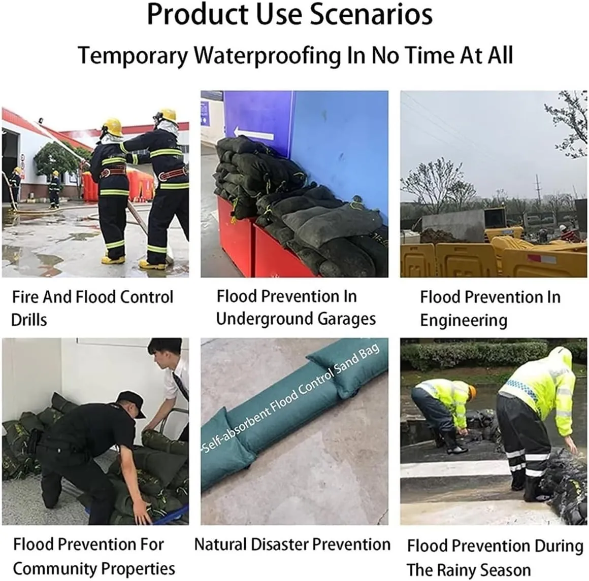 Flood Water Barrier Canvas Sandbag Rain Hurricane Barrier Flood Sandless Sand Bags Reusable Self-Absorbent Flood Control Sand Bag