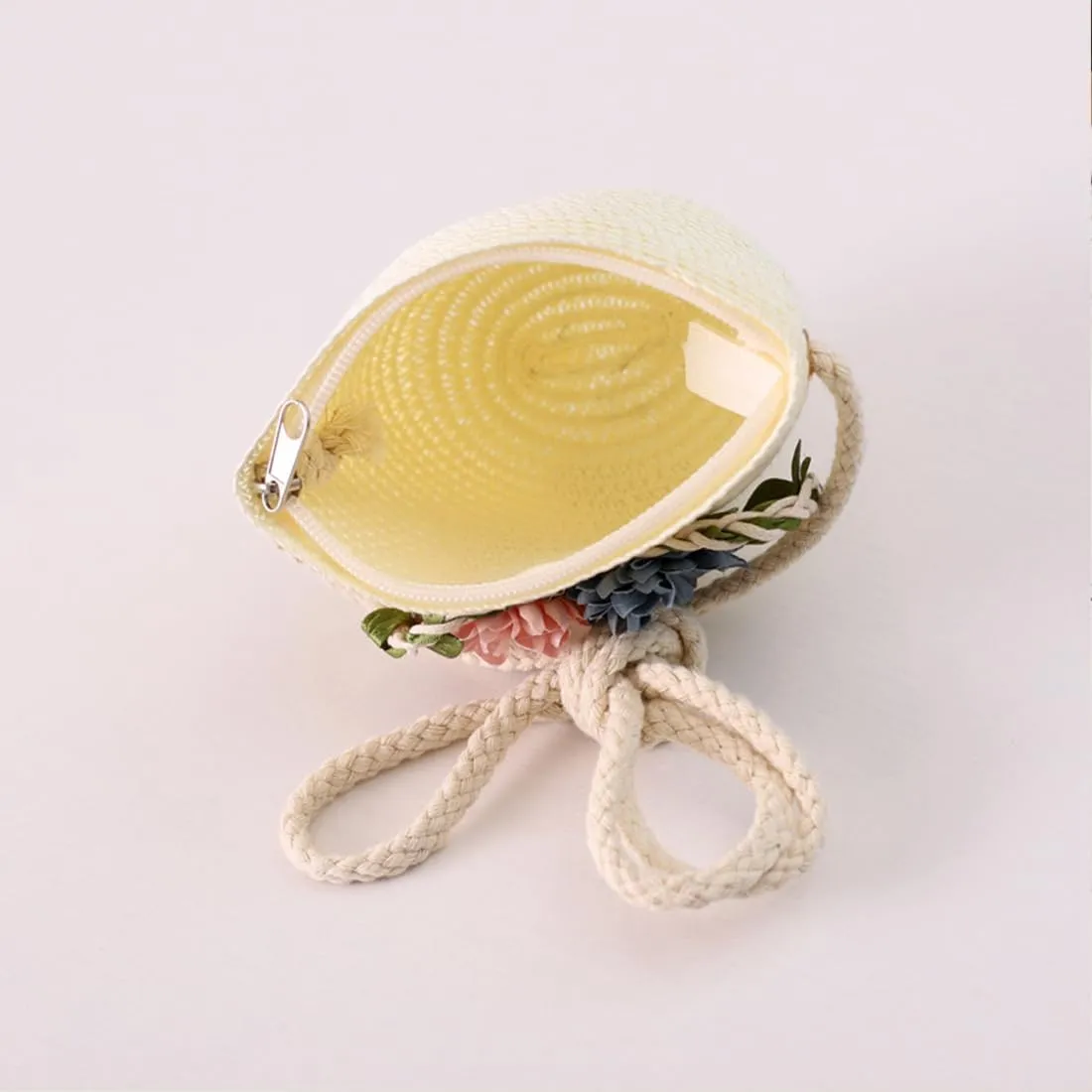 Flower Toddler Girls Straw Sun Hat with Shoulder Bag Set,Summer Wide Brim Beach Sunshade Hat Party Dress Up Kids Hat