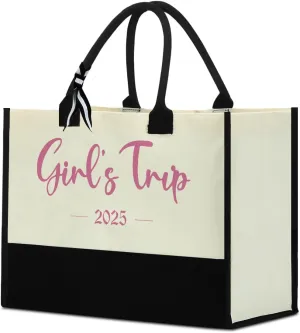 Fokongna Girls Trip Beach Bag Mimi Gigi Granny Nana Mama Abuela Nanny Housewarming Gifts Women Reusable Canvas Tote Bag