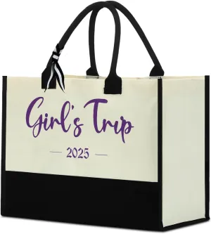 Fokongna Girls Trip Beach Bag Mimi Gigi Granny Nana Mama Abuela Nanny Housewarming Gifts Women Reusable Canvas Tote Bag