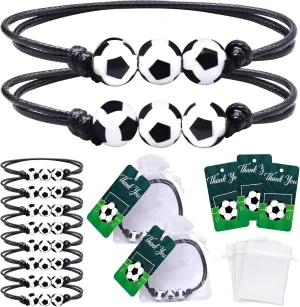 Football Party Favors 24 Pack Adjustable Soccer Goodie Bags Decor With Thank You Kraft Tags and White Gift Bags for Sports Birthday Party Gifts Soccer Football Team Player Prizes