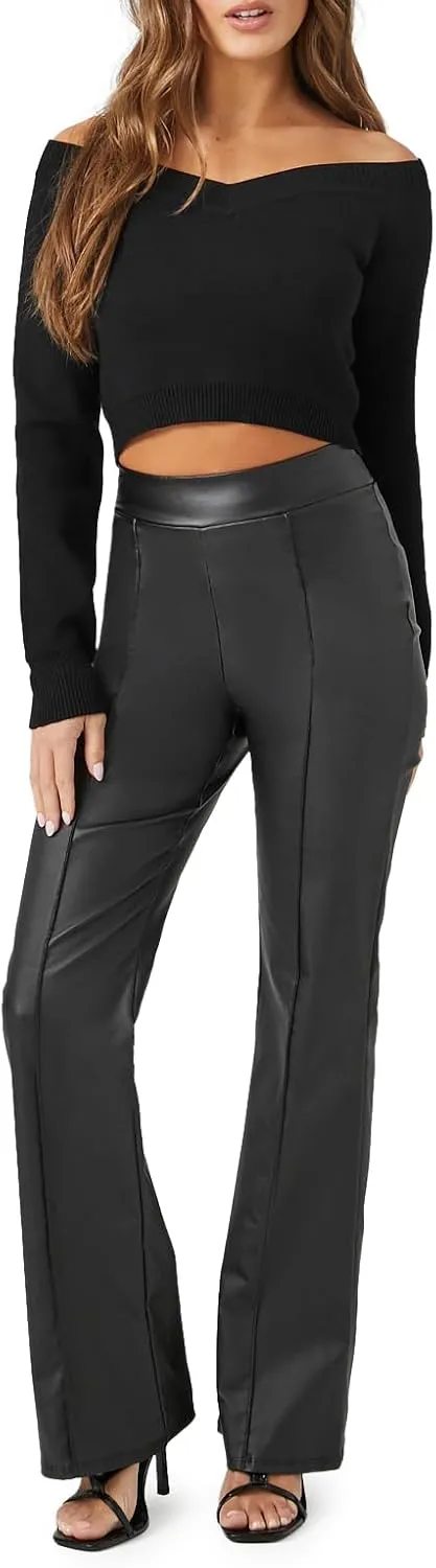 Forever 21 Women's Faux Leather Straight-Leg Pants