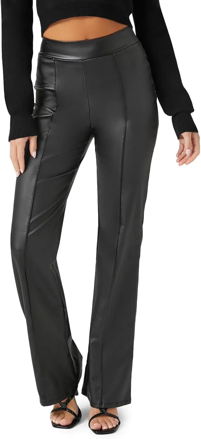 Forever 21 Women's Faux Leather Straight-Leg Pants