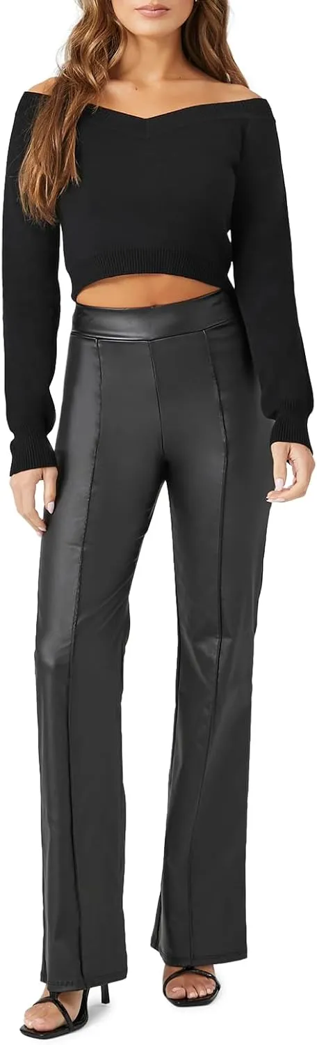 Forever 21 Women's Faux Leather Straight-Leg Pants