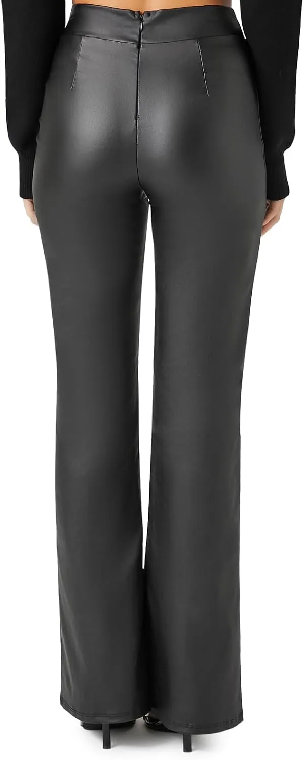 Forever 21 Women's Faux Leather Straight-Leg Pants