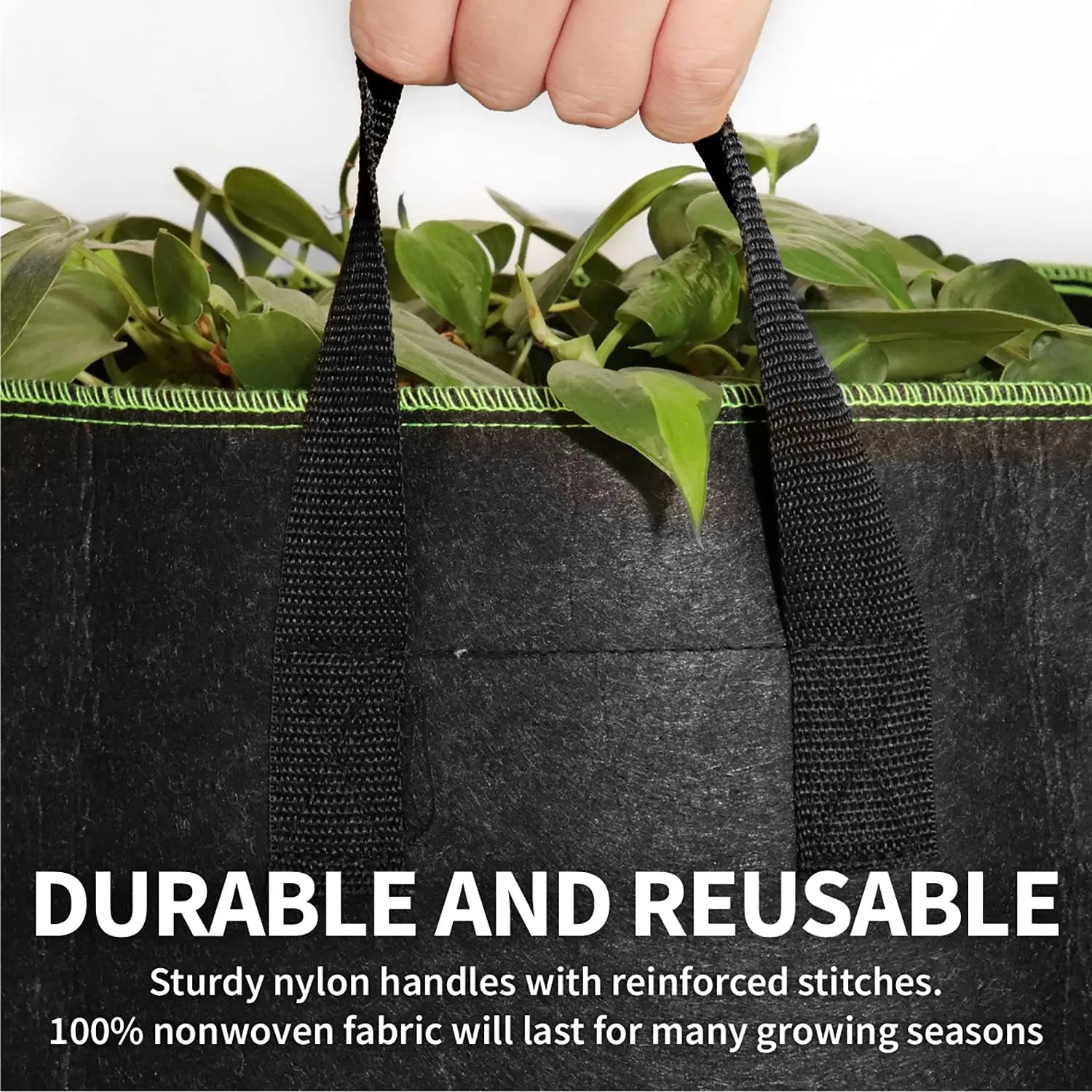 Fosmon Garnen 20 Gallon Garden Grow Bags (5 Packs), Vegetable/Flower/Plant Growing Bags, Heavy Duty Thickened Nonwoven Fabric Pots Planter with Reinforced Handles for Outdoor and Indoor Planting