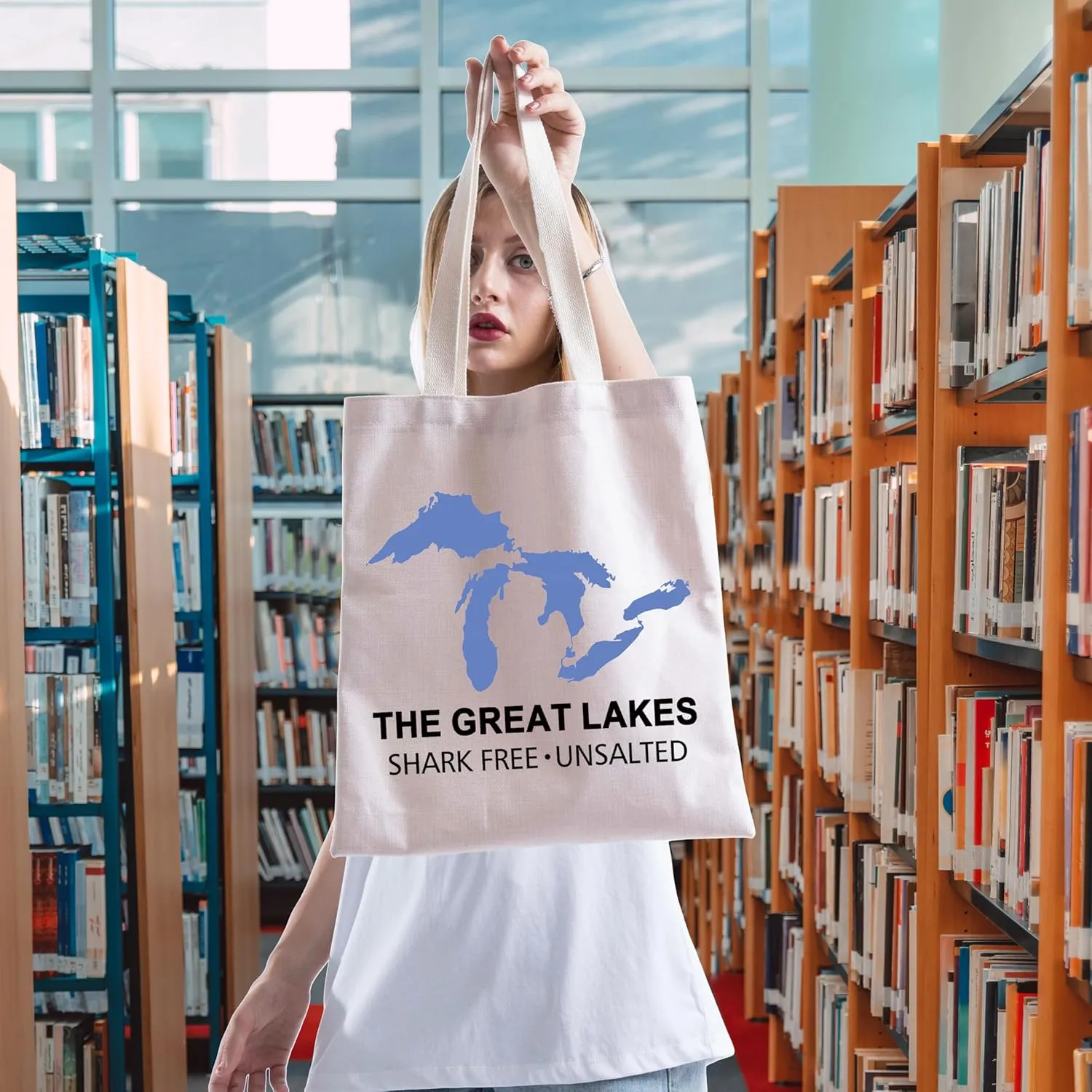 FOTAP Michigan Trip Gift Tote Bag - Michigan State Eco Tote (Great Lakes)