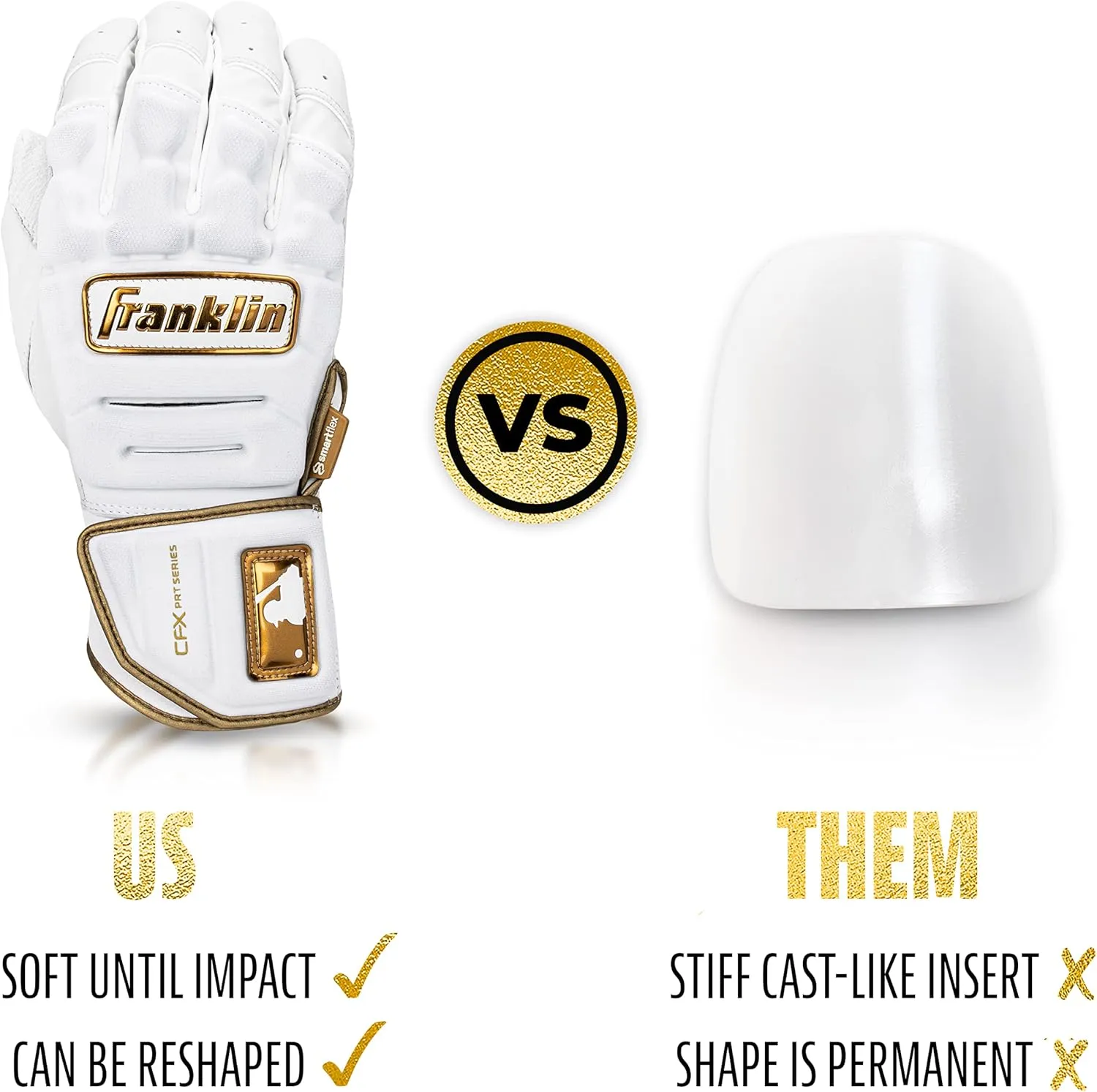 Franklin Sports MLB Batting Gloves - CFX Pro PRT Heavy Duty Protective Baseball   Softball Batting Gloves - Adult Padded Reinforced Leather Batting Gloves