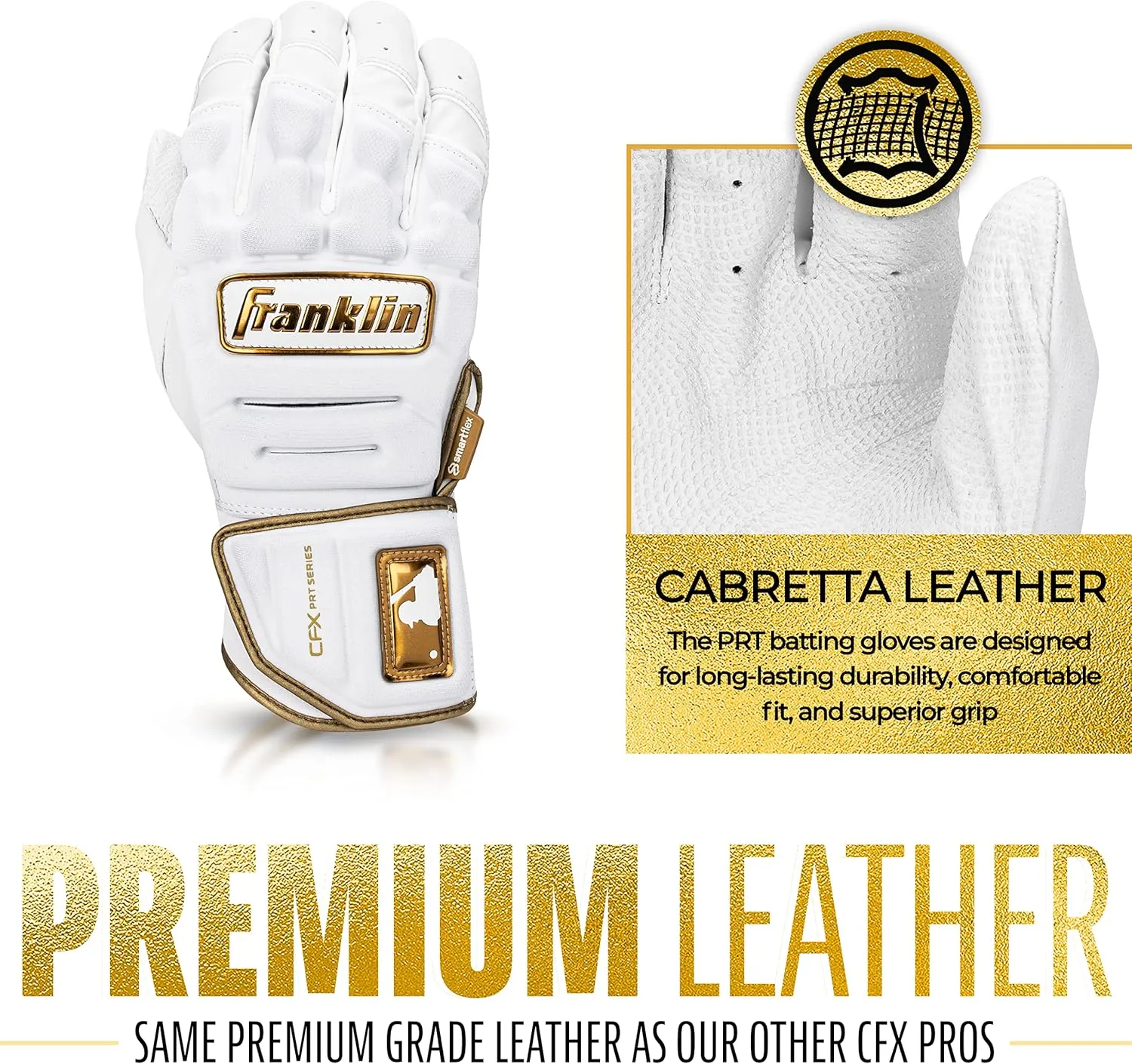 Franklin Sports MLB Batting Gloves - CFX Pro PRT Heavy Duty Protective Baseball   Softball Batting Gloves - Adult Padded Reinforced Leather Batting Gloves