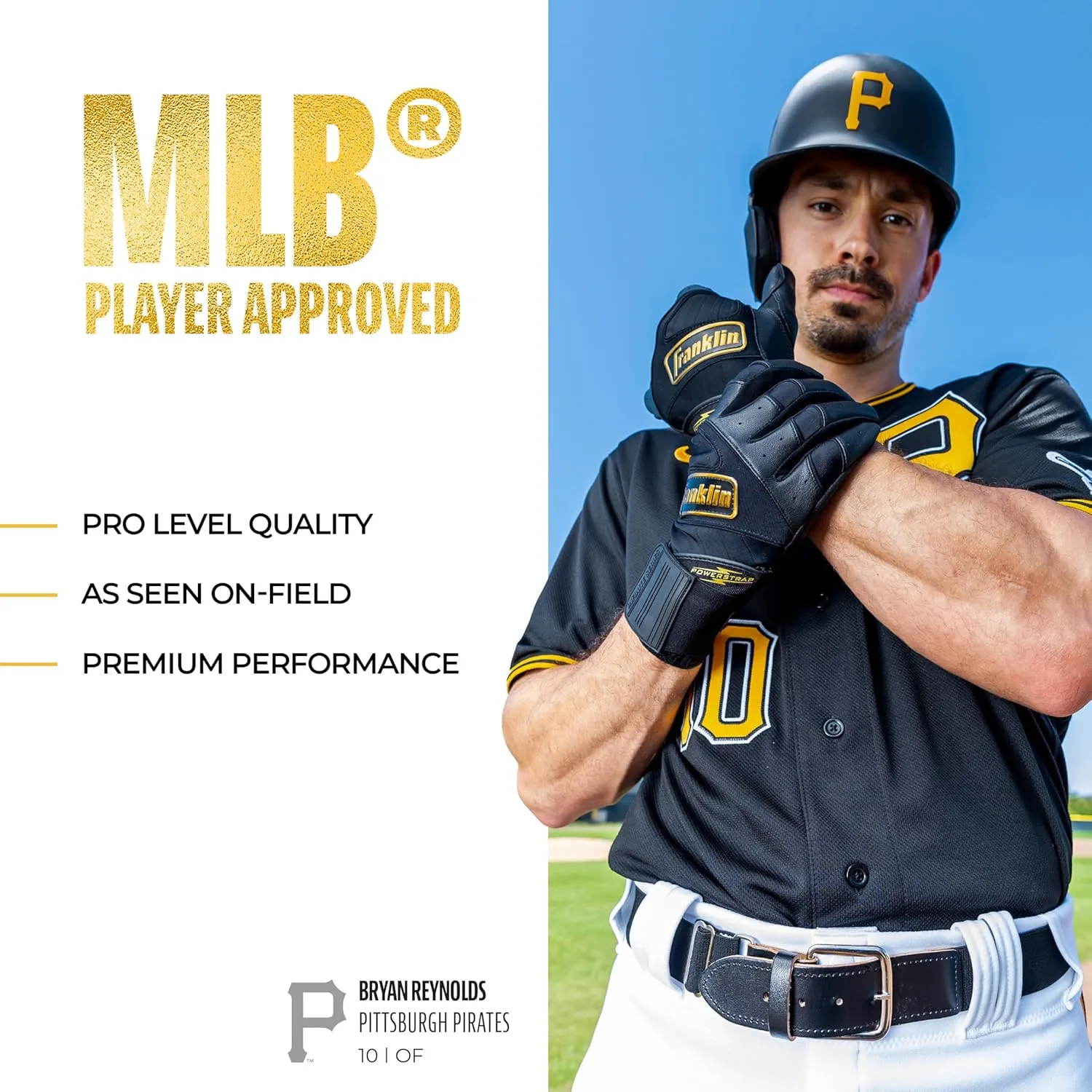 Franklin Sports MLB Power Strap Infinite Batting Gloves - Baseball   Softball Long Cuff Batting Gloves - Adult   Youth