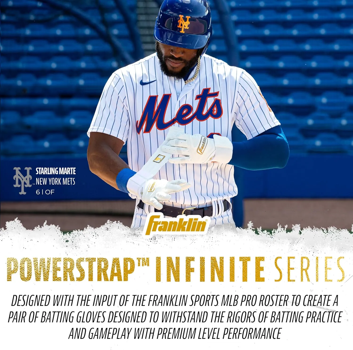 Franklin Sports MLB Power Strap Infinite Batting Gloves - Baseball   Softball Long Cuff Batting Gloves - Adult   Youth