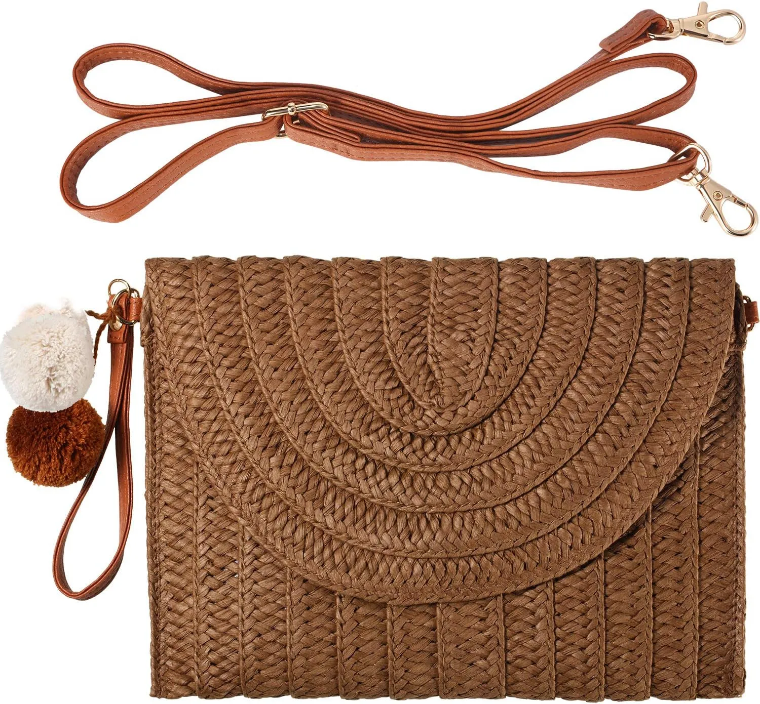 Frienda Straw Shoulder Bag Women Straw Clutch Crossbody Wallet