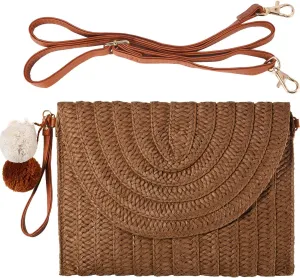 Frienda Straw Shoulder Bag Women Straw Clutch Crossbody Wallet