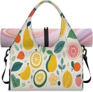 Fruit Garden Abundance Waterproof Gym Bag for Men Women, Sports Duffel Bag with Shoe Compartment Yoga Mat Holder, Portable Large Travel Bag for Fitness, Camping, Weekend Trips