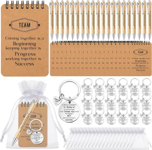 Fulmoon 80 Pcs Employee Appreciation Gifts Set Include Notepad Pen Thank You Keychain Organza Bag, Going Away Retirement Birthday Christmas Team Gift for Member Coworker Staff(Brown)