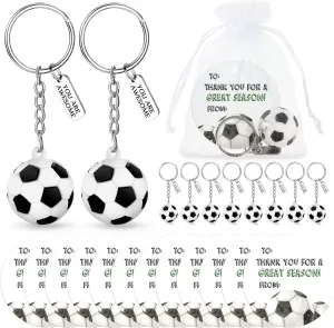 Fumete 12 Set Sports Party Favors Keychain End of Season Team Gifts Thank You Cards Organza Bags Supplies
