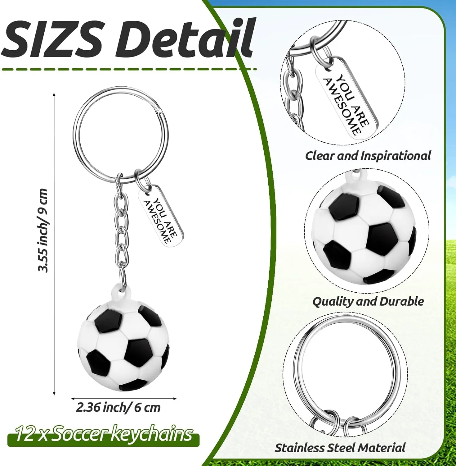 Fumete 12 Set Sports Party Favors Keychain End of Season Team Gifts Thank You Cards Organza Bags Supplies