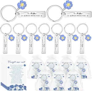 Funeral Favors Keychains Forget Me Not Poem Cards with Organza Bags Celebration of Life Favors for Sympathy Guest