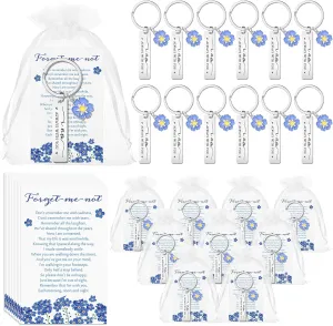 Funeral Favors Keychains Forget Me Not Poem Cards with Organza Bags Celebration of Life Favors for Sympathy Guest