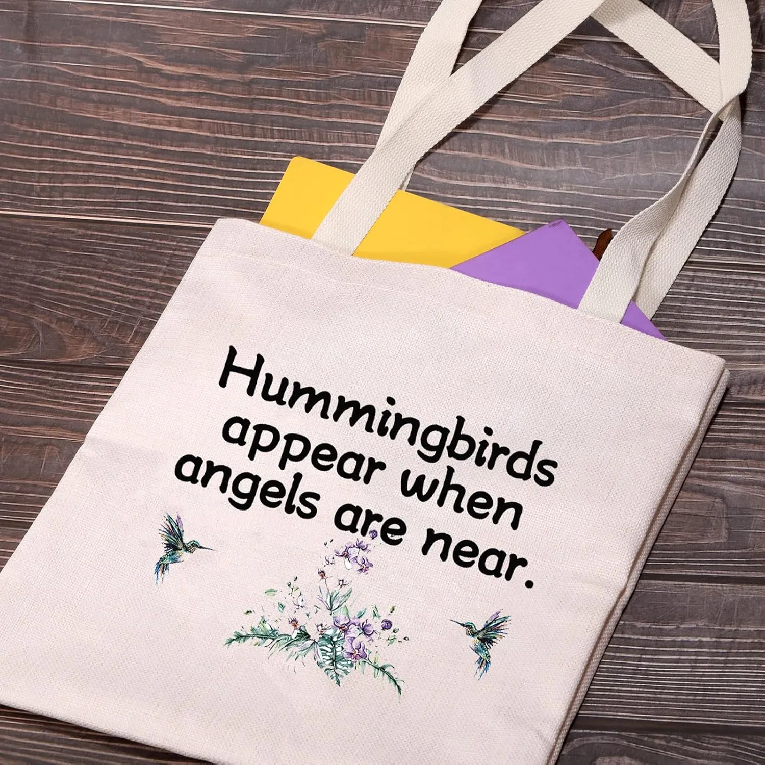 G2TUP Hummingbird Lover Cosmetic Bag Memorial Gift Sympathy Organizer Pouch Hummingbirds Appear When Angels Are Near (tote bag)