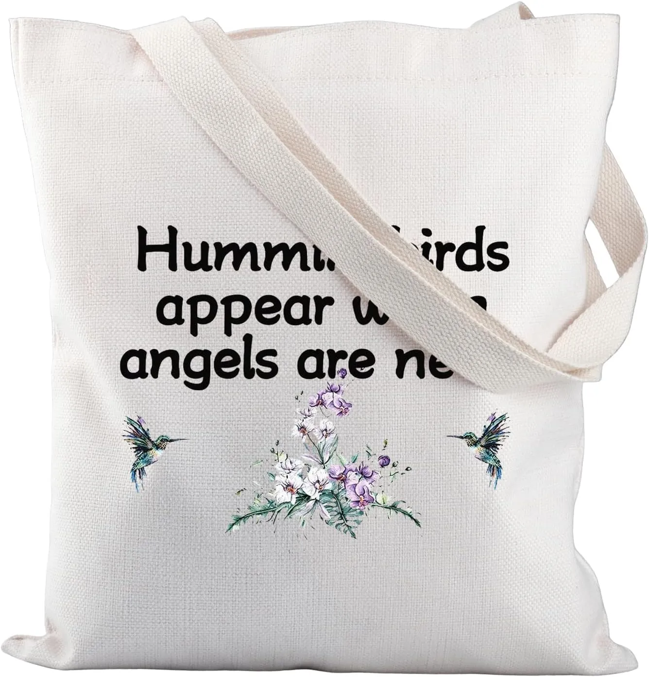 G2TUP Hummingbird Lover Cosmetic Bag Memorial Gift Sympathy Organizer Pouch Hummingbirds Appear When Angels Are Near (tote bag)