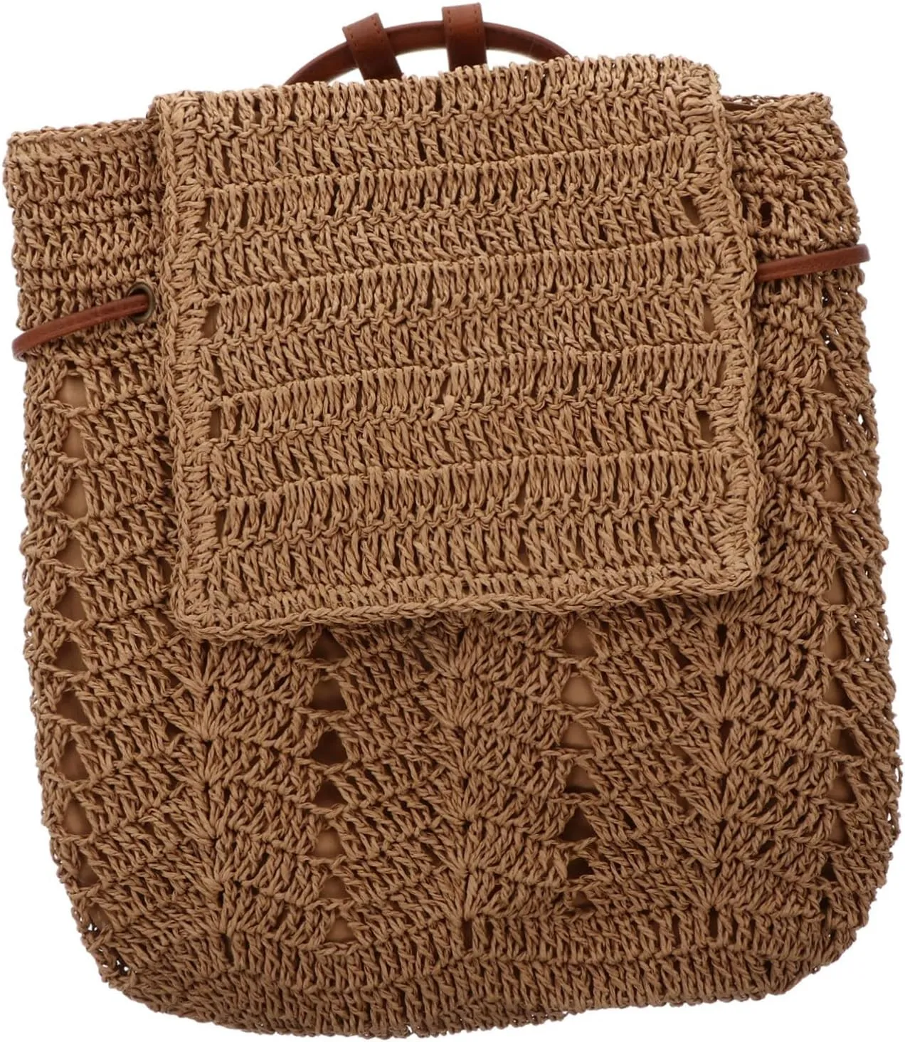 Gatuida 1Pc Fashionable Weave Backpack for Women Versatile Shoulder Bag for Beach Parties Shopping Unique Design with Drawstring Closure Moderate for Essentials Cute Straw