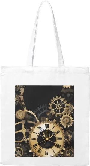 (Gears Clock Bronze Century) Reusable Canvas Tote Bag For Women Shoulder Bag For Shopping Grocery Beach Travel Work